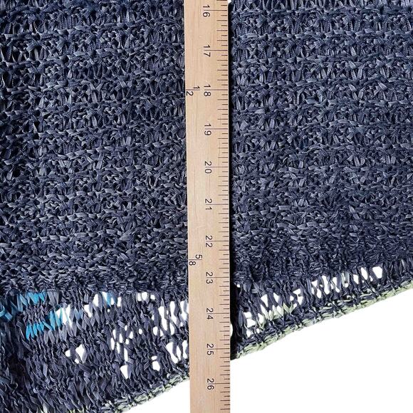 Curio New York Open Weave Long Sleeve Sweater Size M Blue Gray Asymmetrical Boho - Picture 8 of 8